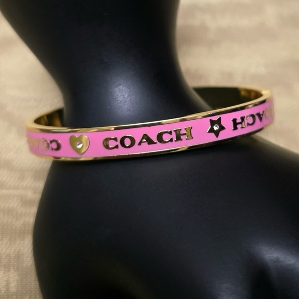 Coach Pink Heart & Star Enamel Bangle 🎀